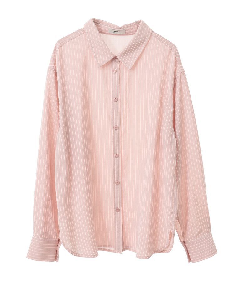 earth music&ecology「SET2点起毛ストライプシャツ+バルーンビスチェ」|シャツ・ブラウス|