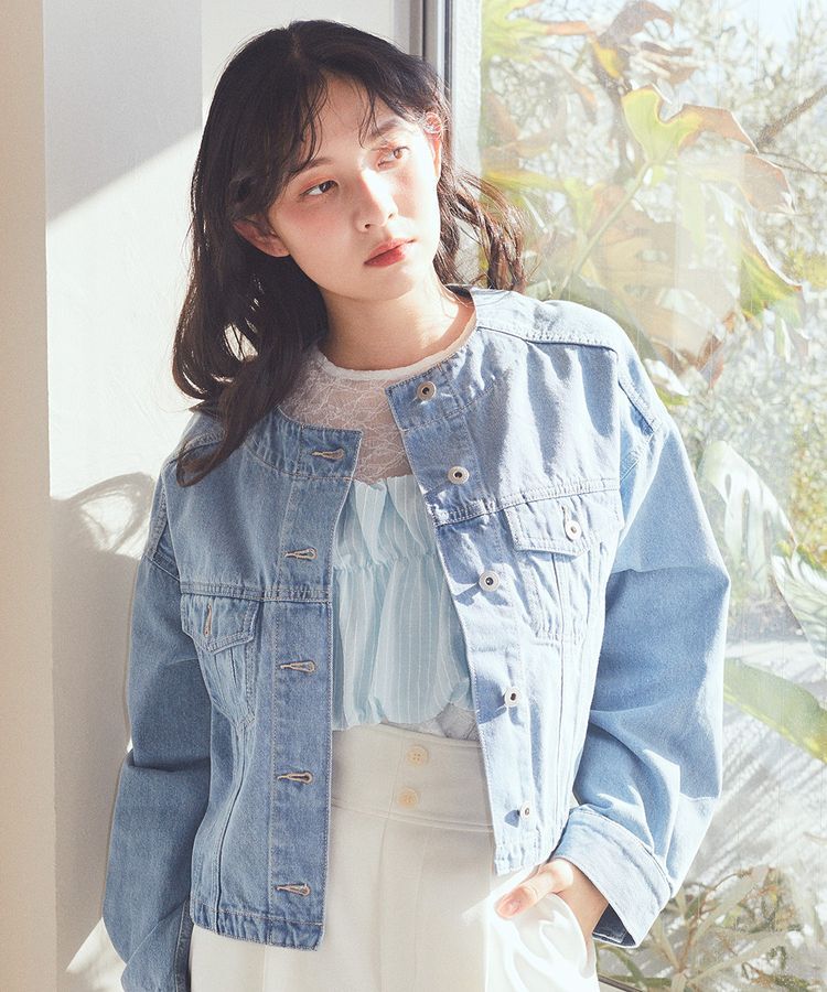 earth music&ecology「SET2点起毛ストライプシャツ+バルーンビスチェ」|シャツ・ブラウス|