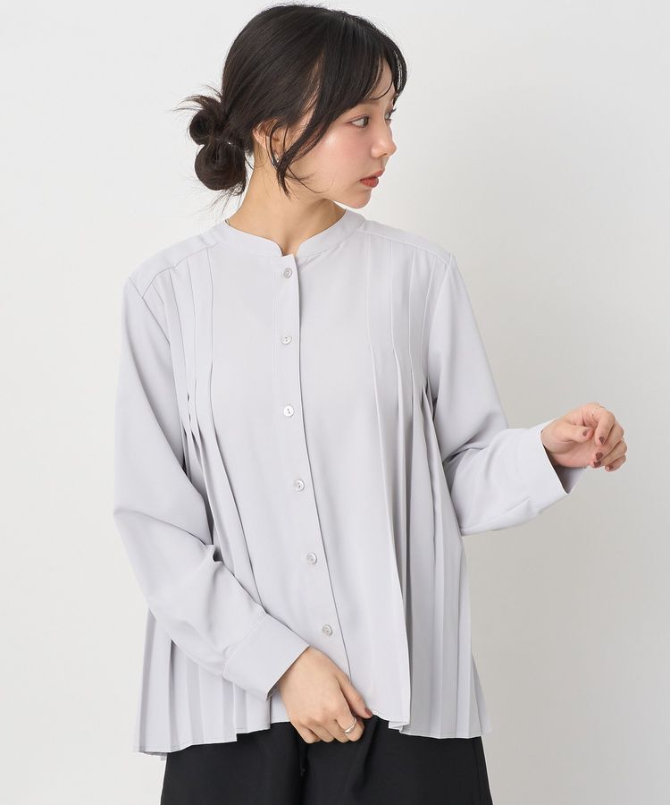 earth music&ecology「バックプリーツブラウス」|シャツ・ブラウス|Light Gray