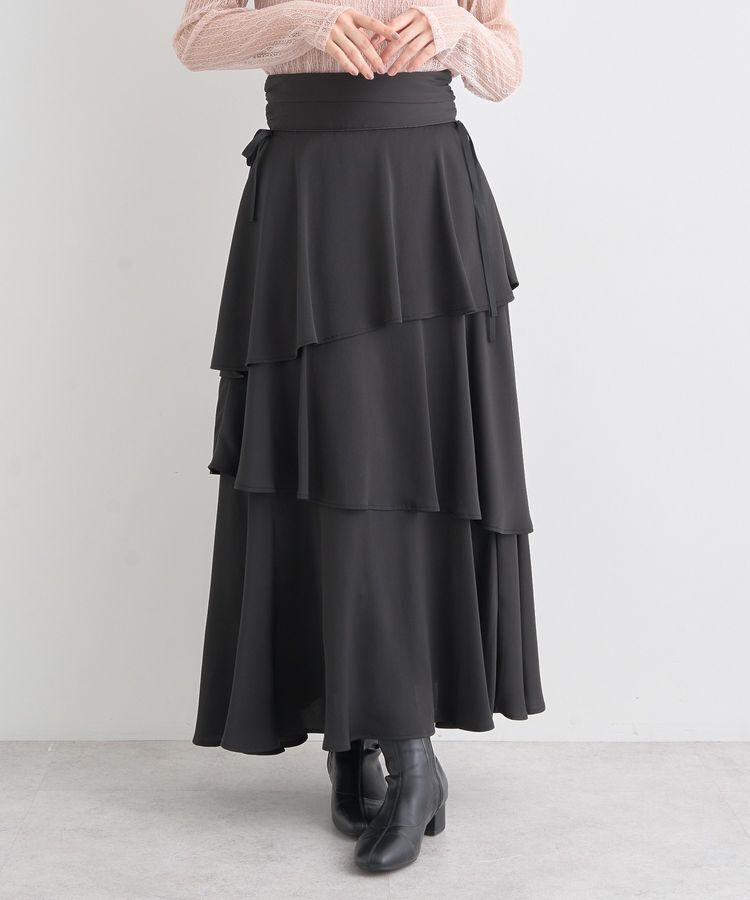 earth music&ecology「サイドリボンティアードスカート」|フレア|