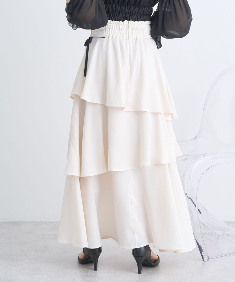 earth music&ecology「サイドリボンティアードスカート」|フレア|