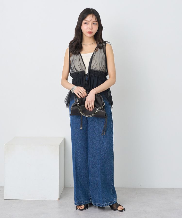 earth music&ecology「チュールドロストギャザーベスト」|ベスト・ジレ|