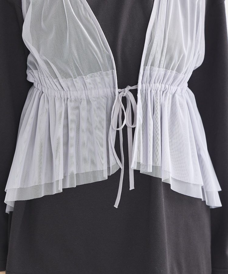 earth music&ecology「チュールドロストギャザーベスト」|ベスト・ジレ|