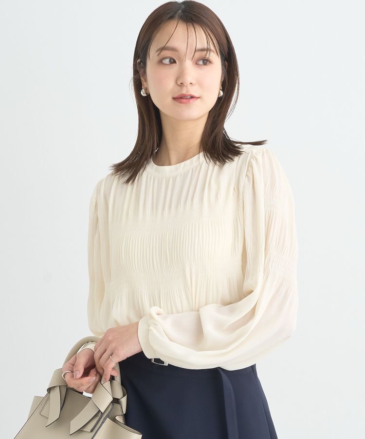 earth music&ecology「マジョリカプリーツブラウス」|シャツ・ブラウス|Ivory