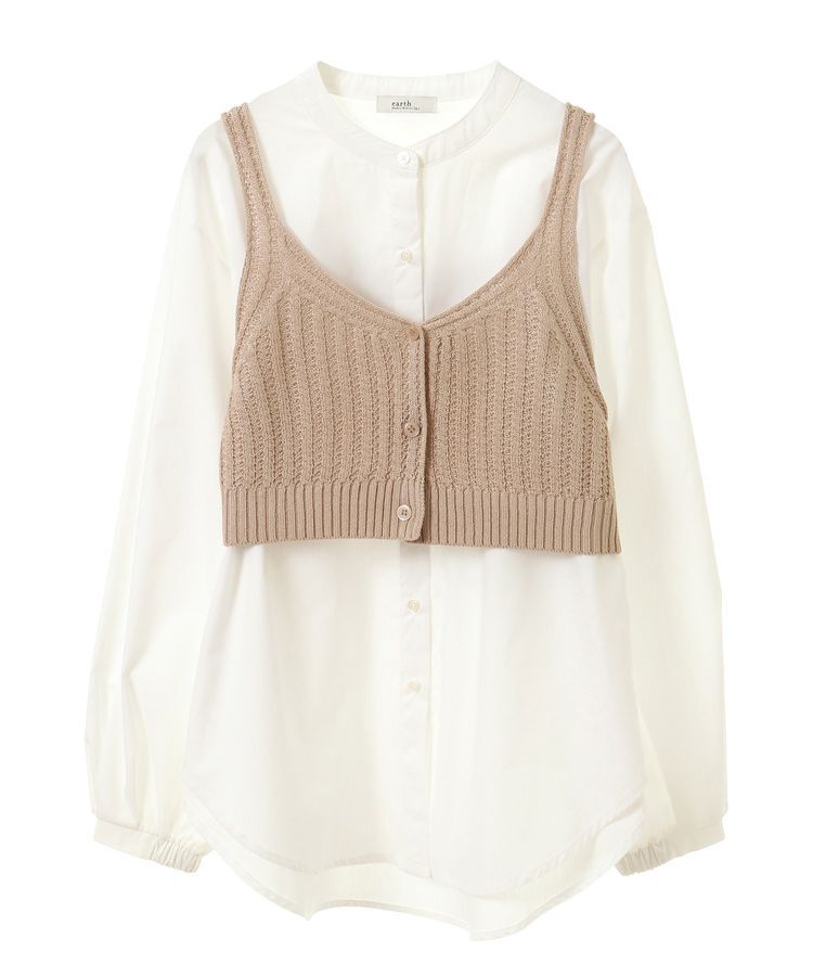 earth music&ecology「SET2点透かしニットビスチェ＋シャツ」|シャツ・ブラウス|