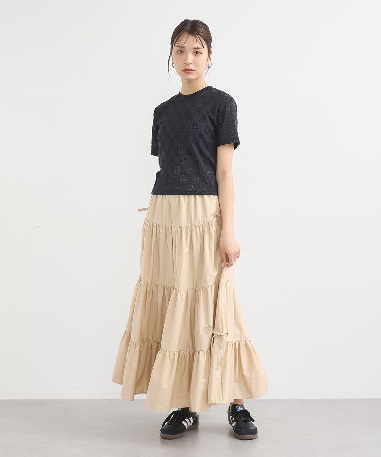 earth music&ecology「サイドリボンボリュームティアードスカート」|フレア|