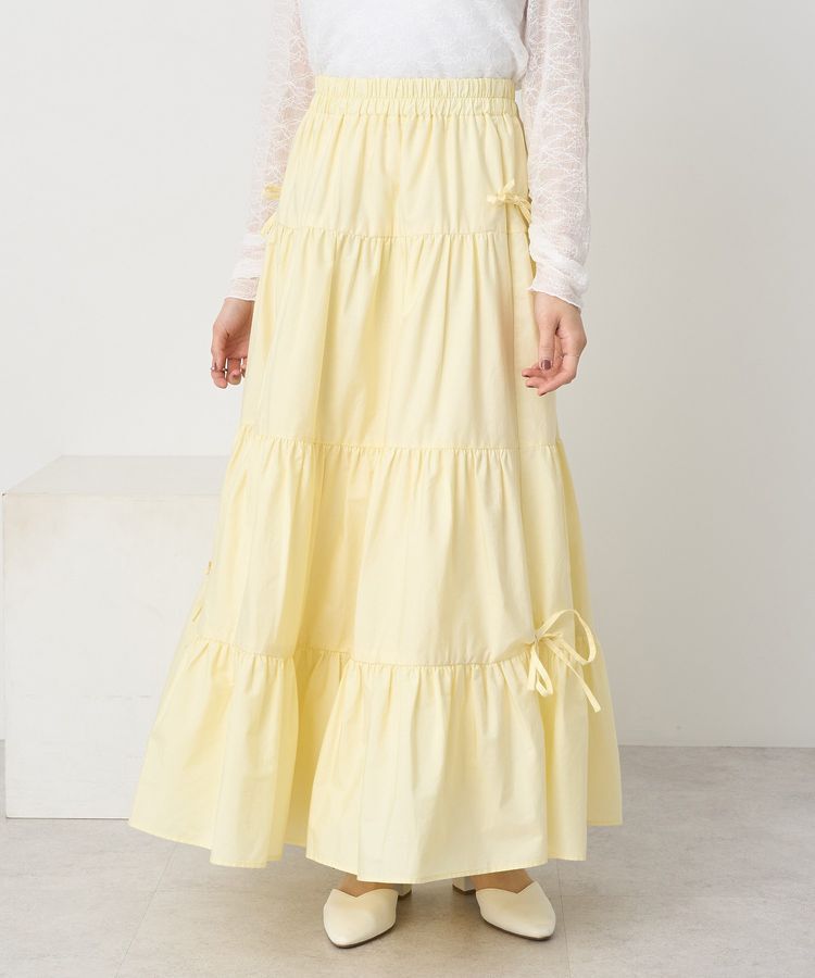 earth music&ecology「サイドリボンボリュームティアードスカート」|フレア|