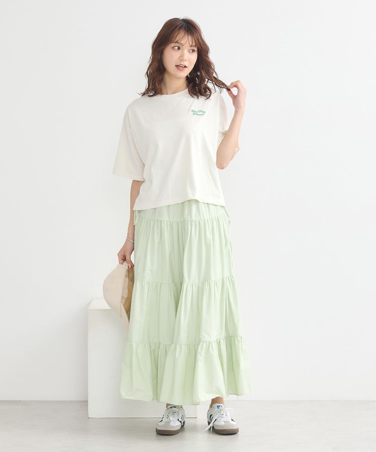 earth music&ecology「サイドリボンボリュームティアードスカート」|フレア|