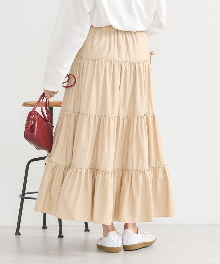 earth music&ecology「サイドリボンボリュームティアードスカート」|フレア|