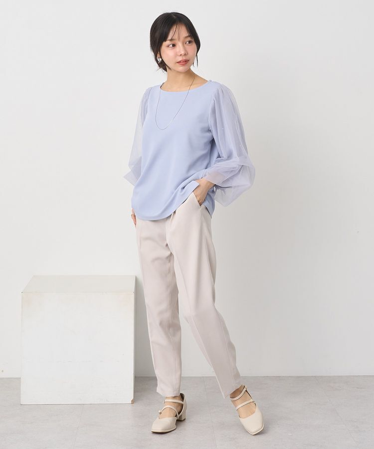 earth music&ecology「キラキラストーンパールチュールスリーブプルオーバー」|Tシャツ・カットソー|