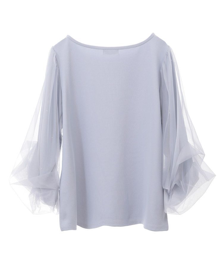 earth music&ecology「キラキラストーンパールチュールスリーブプルオーバー」|Tシャツ・カットソー|