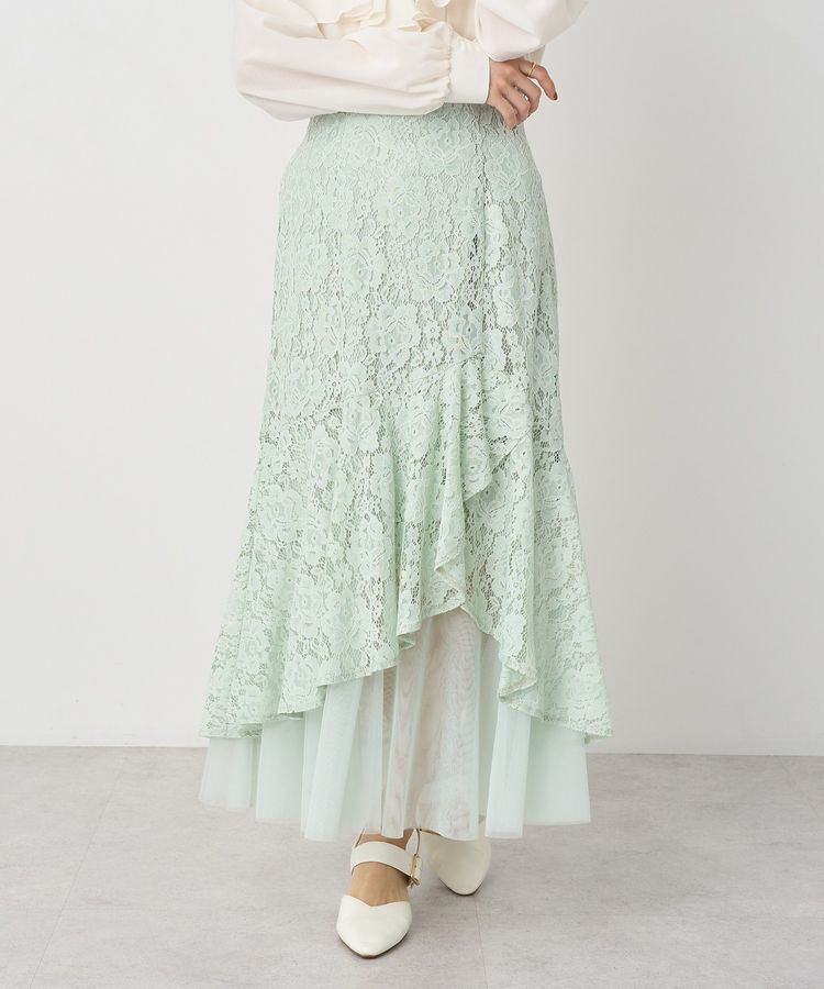 earth music&ecology「チュールレイヤードレースマーメイドスカート」|フレア|