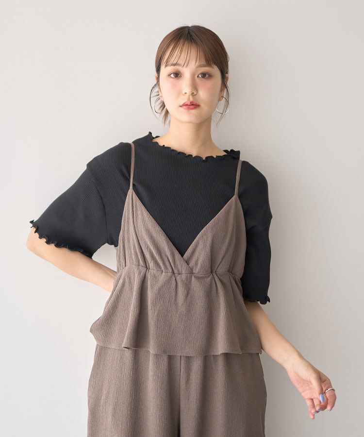 earth music&ecology「メローリブ五分袖プルオーバー」|Tシャツ・カットソー|