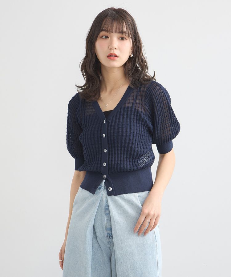 earth music&ecology「シアーチェックカーディガン」|カーディガン|