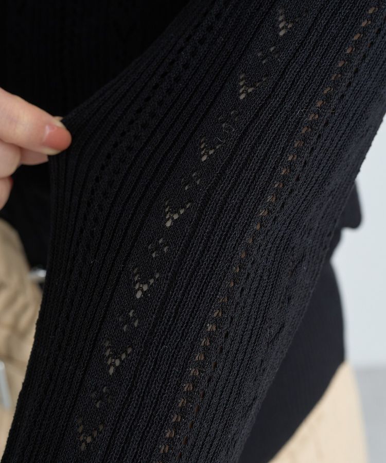 earth music&ecology「シルバーボタン透かし編みニットカーディガン」|カーディガン|