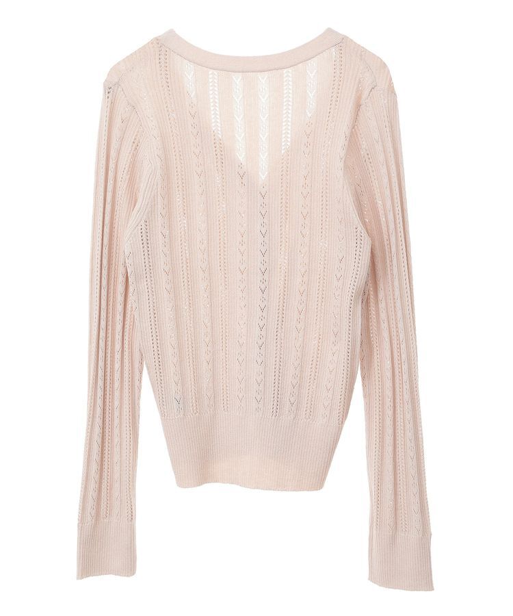 earth music&ecology「シルバーボタン透かし編みニットカーディガン」|カーディガン|