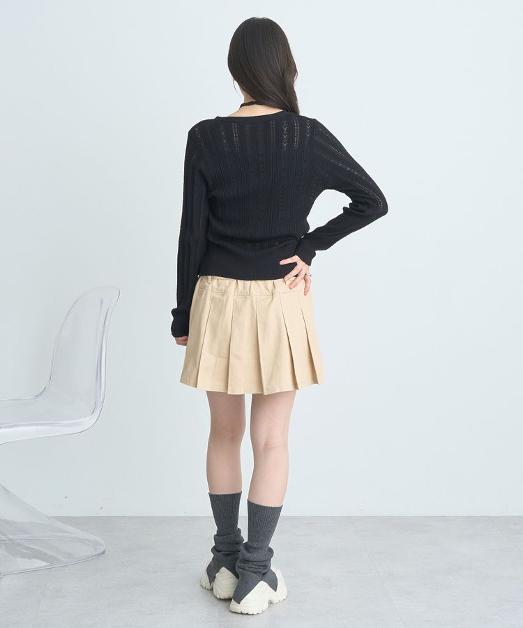 earth music&ecology「シルバーボタン透かし編みニットカーディガン」|カーディガン|