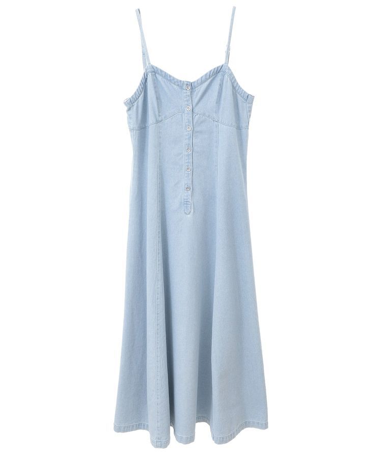 earth music&ecology「フロントボタンデニムキャミドレ」|ワンピース|