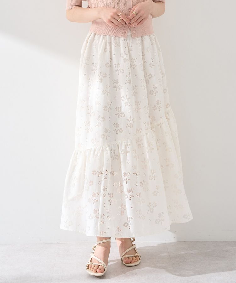 earth music&ecology「透かし花柄フレアスカート」|フレア|