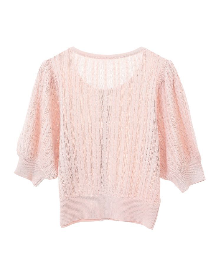 earth music&ecology「透かしケーブルパフスリニットカーディガン」|カーディガン|