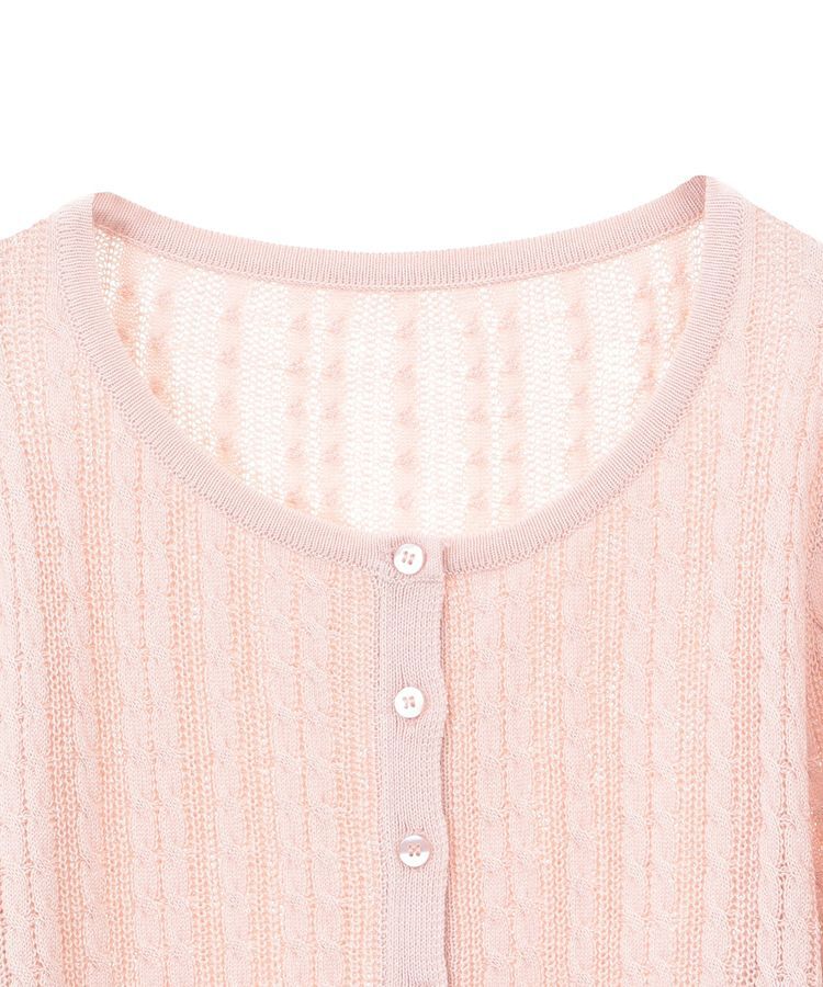 earth music&ecology「透かしケーブルパフスリニットカーディガン」|カーディガン|