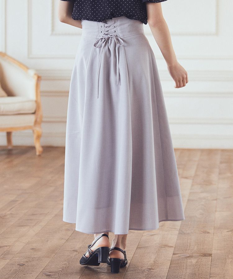 earth music&ecology「シアーバックレースアップフレアスカート」|フレア|
