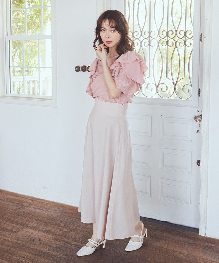 earth music&ecology「シアーバックレースアップフレアスカート」|フレア|