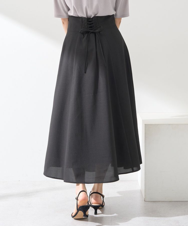 earth music&ecology「シアーバックレースアップフレアスカート」|フレア|Black