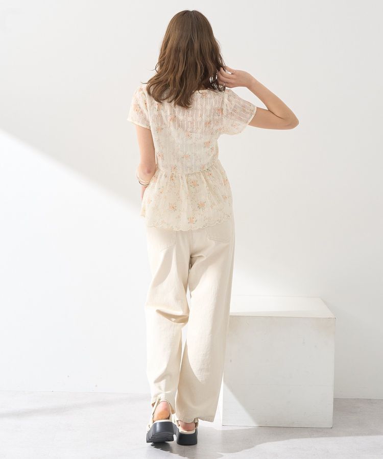 earth music&ecology「フラワープリント刺繍ブラウス」|シャツ・ブラウス|