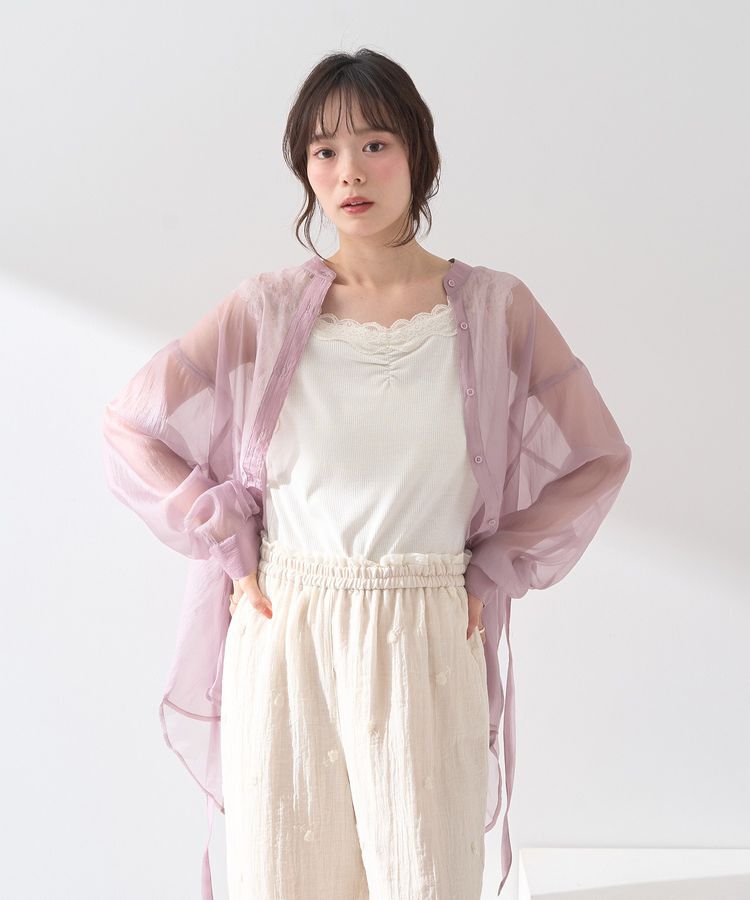 earth music&ecology「ラメテレコショルダーレースタンクトップ」|キャミソール|