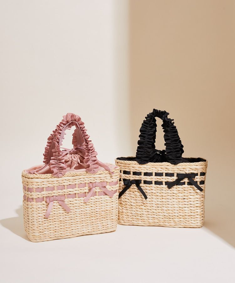 Maison de FLEUR「フリルハンドルメイズリボンカゴバッグ」|ハンドバッグ|
