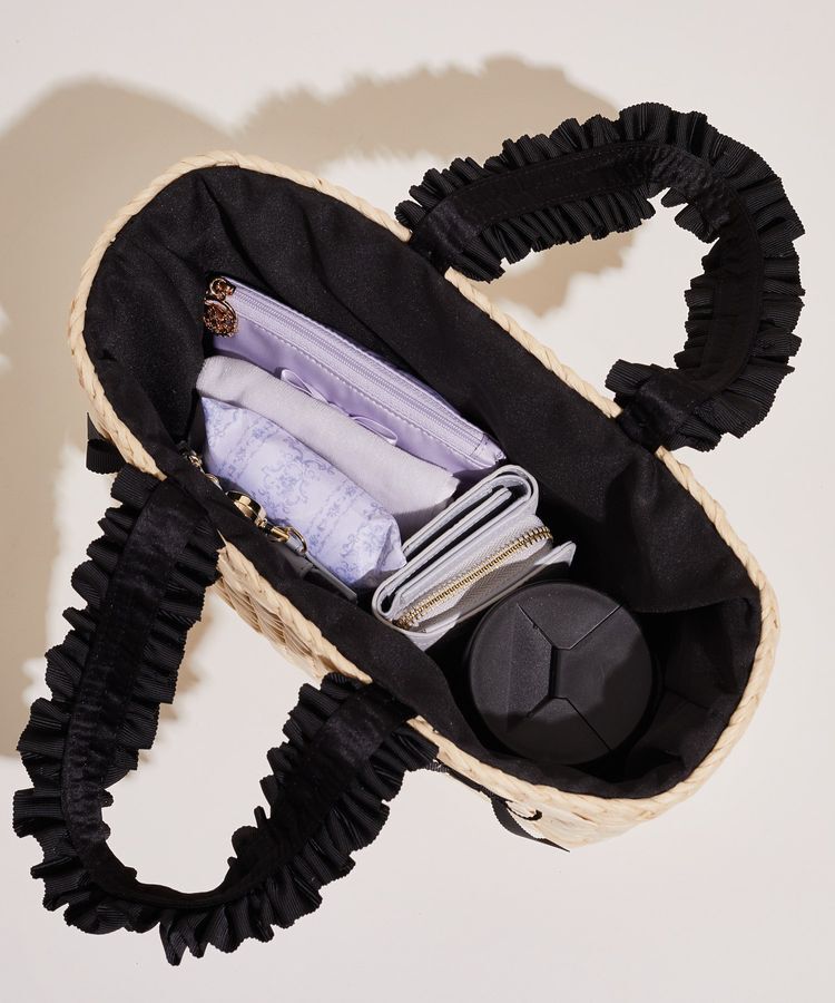 Maison de FLEUR「フリルハンドルメイズリボンカゴバッグ」|ハンドバッグ|