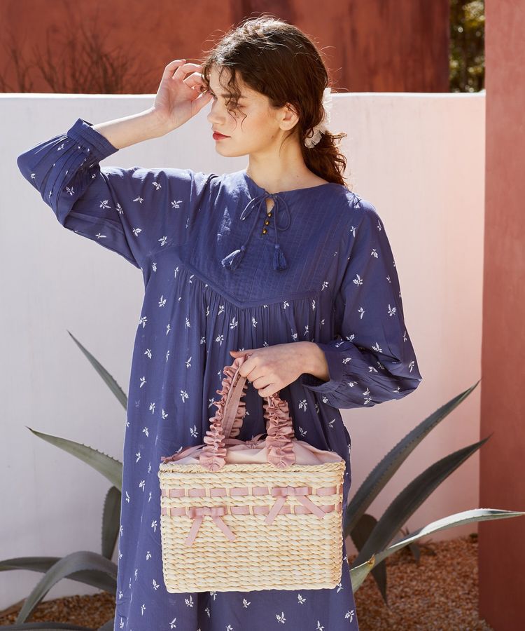 Maison de FLEUR「フリルハンドルメイズリボンカゴバッグ」|ハンドバッグ|