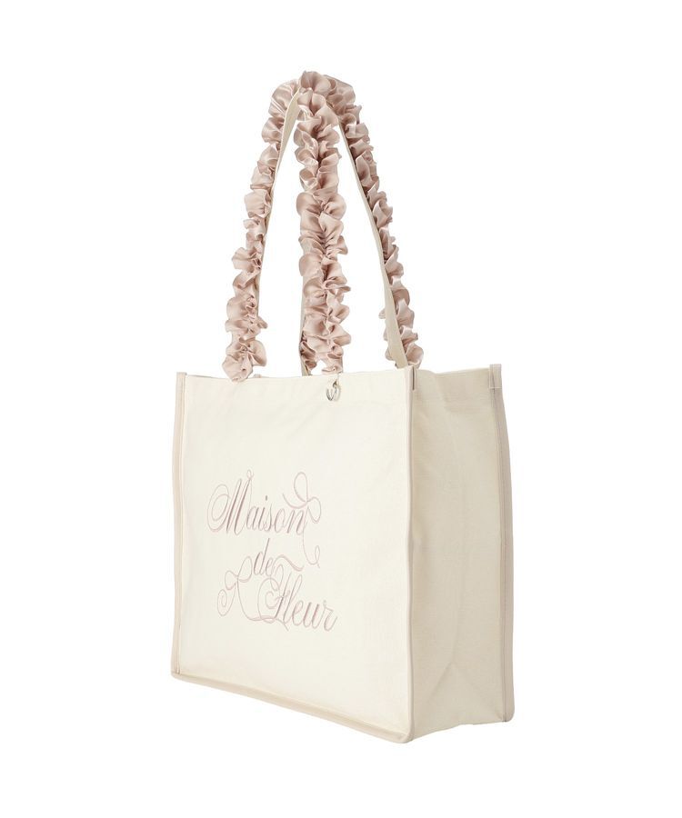 Maison de FLEUR「ロゴ刺繍フリルハンドル帆布キャリーオンバッグ」|トートバッグ|