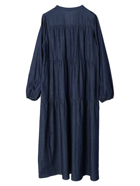  「ティアードデニムロングワンピース」|ワンピース|