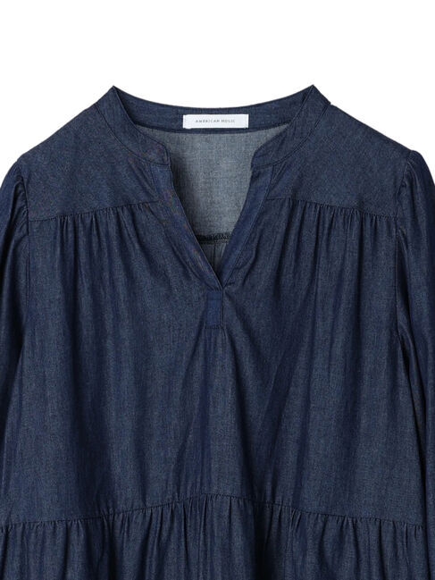  「ティアードデニムロングワンピース」|ワンピース|