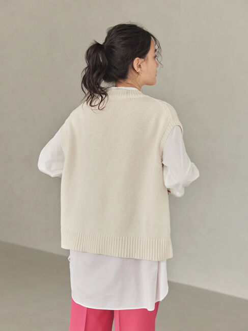  「SET ケーブルニットベスト+シャツチュニック」|ニット・セーター|