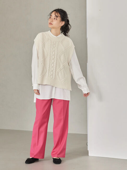  「SET ケーブルニットベスト+シャツチュニック」|ニット・セーター|