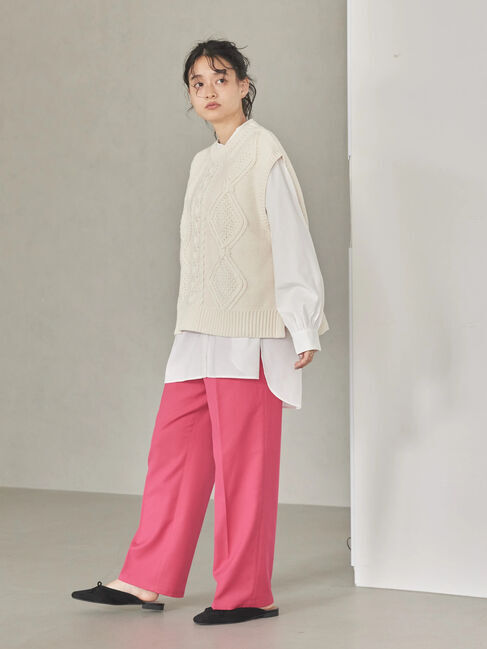  「SET ケーブルニットベスト+シャツチュニック」|ニット・セーター|