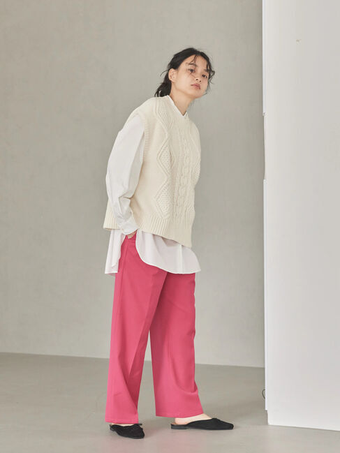  「SET ケーブルニットベスト+シャツチュニック」|ニット・セーター|