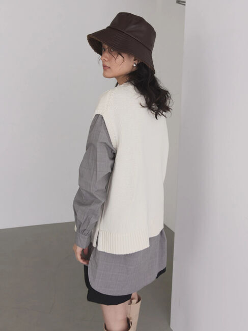  「SET ケーブルニットベスト+シャツチュニック」|ニット・セーター|