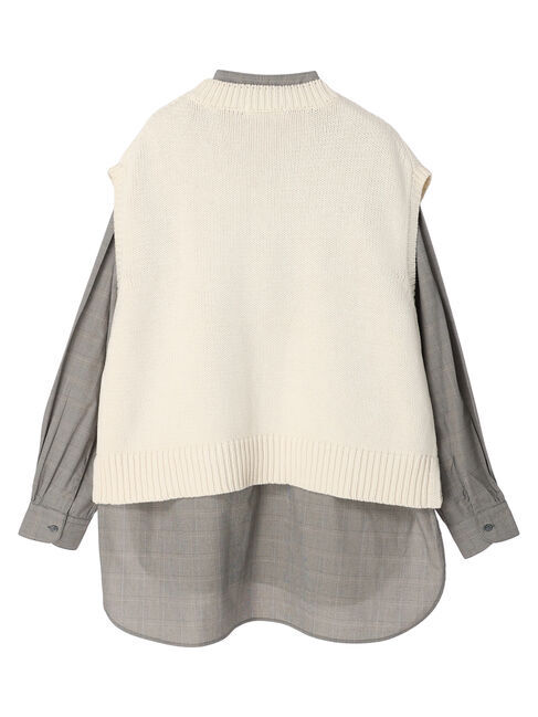  「SET ケーブルニットベスト+シャツチュニック」|ニット・セーター|