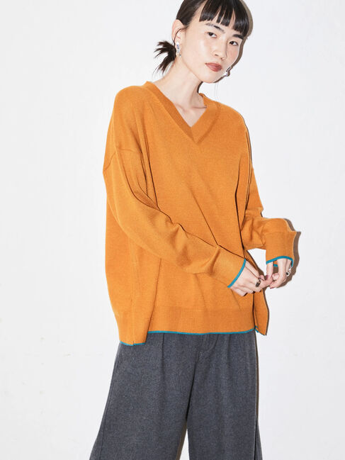  「パチパチしにくいVネックニットプルオーバー」|ニット・セーター|