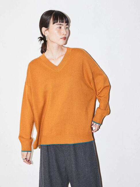  「パチパチしにくいVネックニットプルオーバー」|ニット・セーター|
