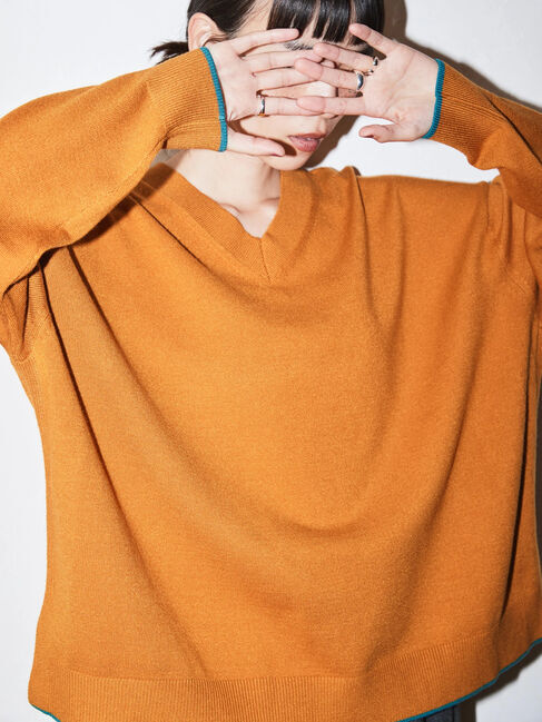  「パチパチしにくいVネックニットプルオーバー」|ニット・セーター|