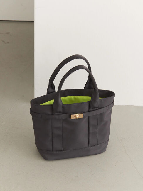  「ターンロックトートバッグ」|ハンドバッグ|チャコールグレー