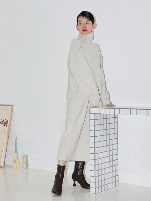  「モックネック裏起毛ワンピース2」|ワンピース|