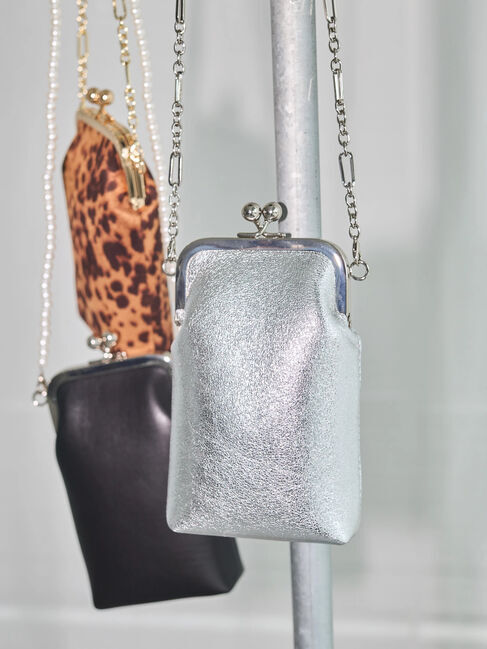  「口金メタリックチェーンショルダーバッグ」|ハンドバッグ|