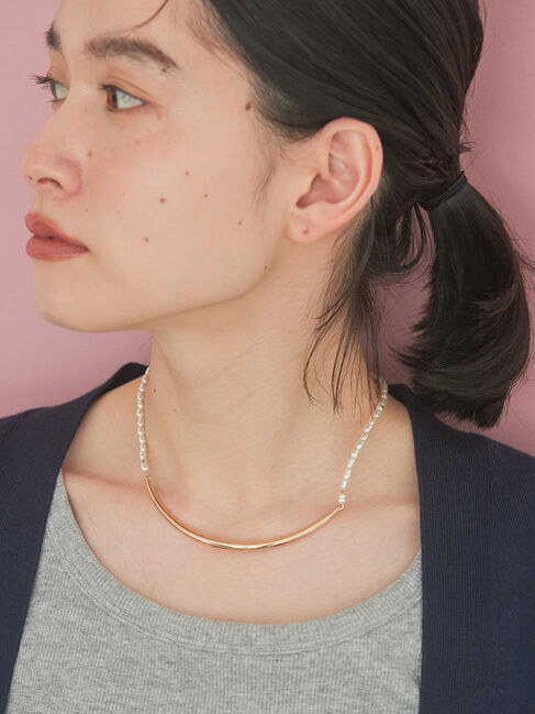  「バロックパールハーフメタルチョーカー」|ネックレス|