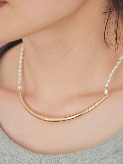  「バロックパールハーフメタルチョーカー」|ネックレス|